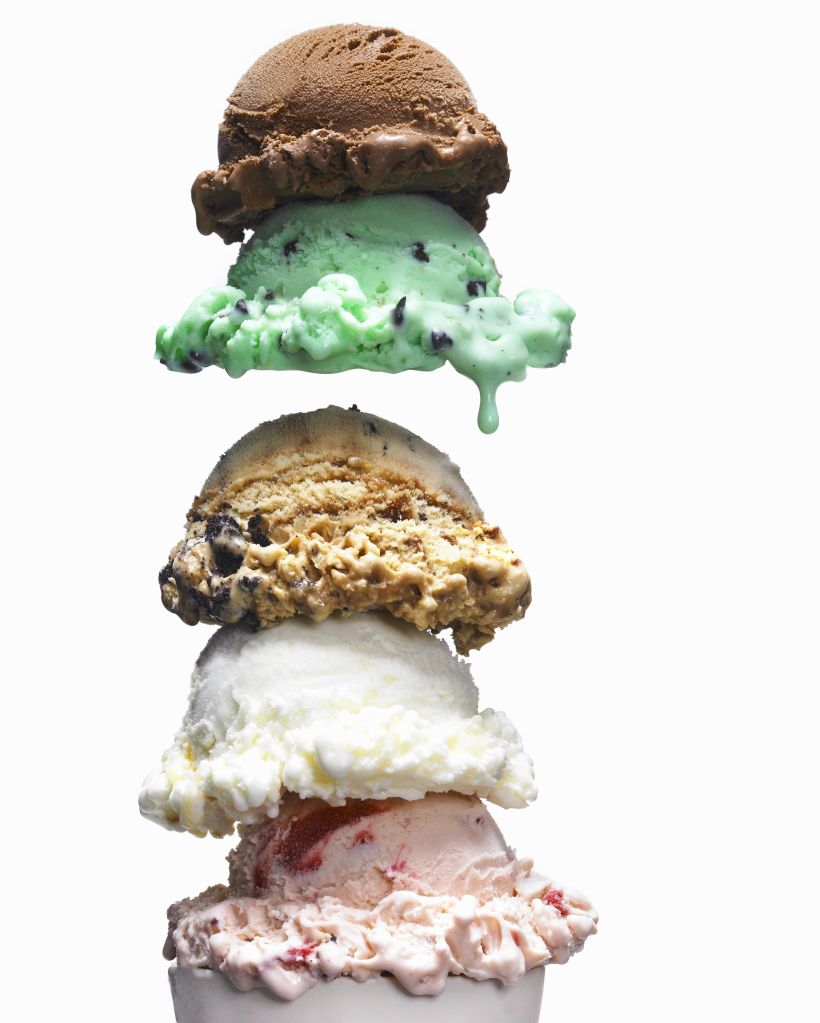 5 scoops of ice cream, 5 flavors