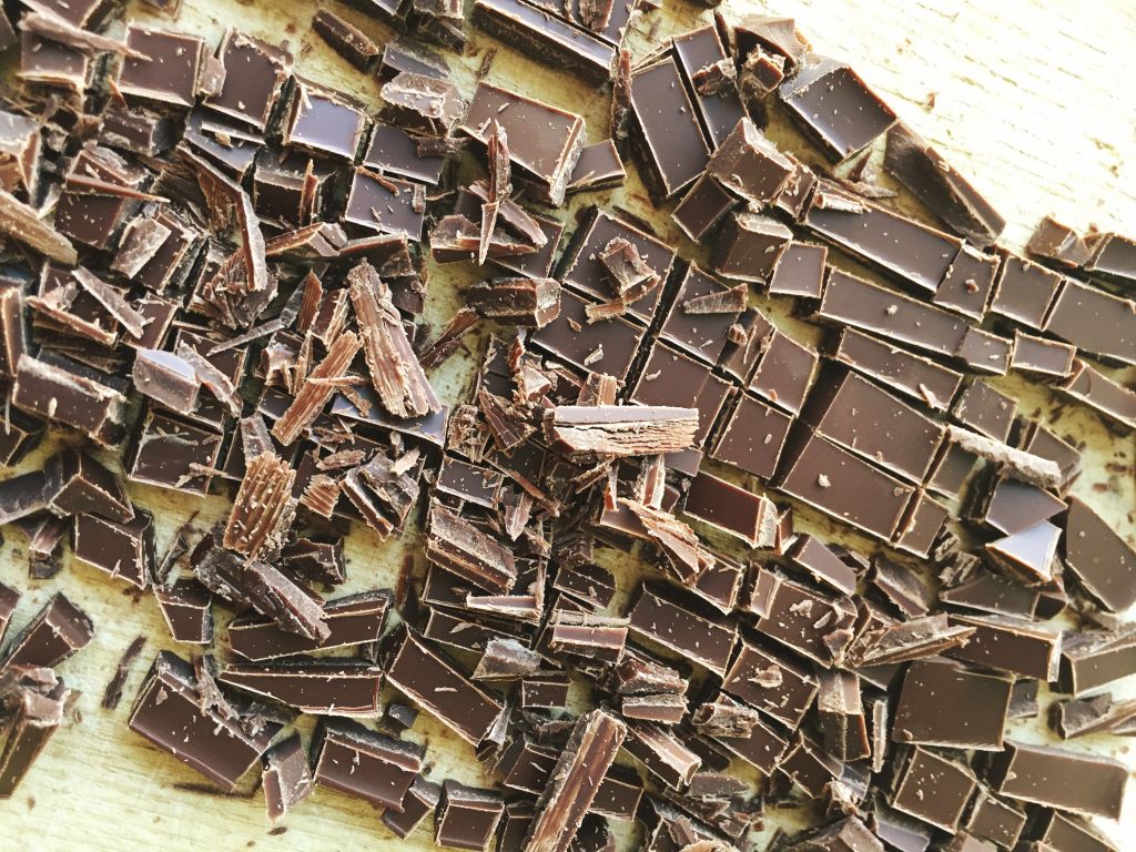 Directly Above View Of Scattered Chocolate On Table