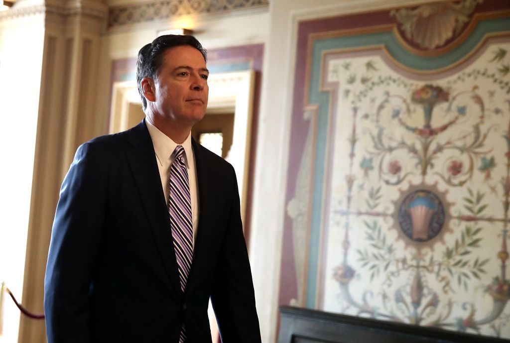 FBI Director James Comey Briefs Senators On Capitol On Intelligence Matters