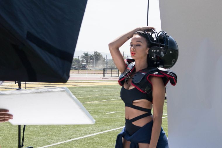 Looks like Draya took a few pointers on how to survive wearing a helmet from her NFL fiancé, Orlando Scandrick