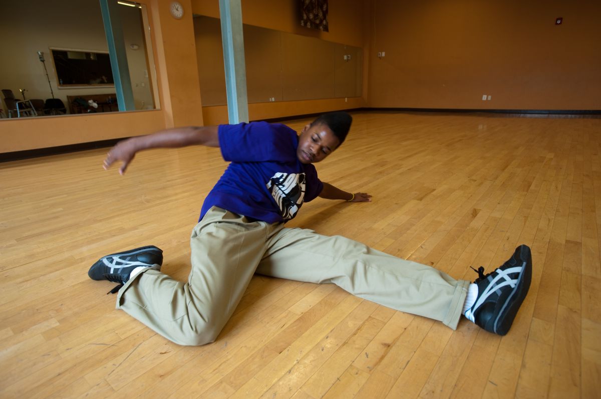 Boy breakdancing
