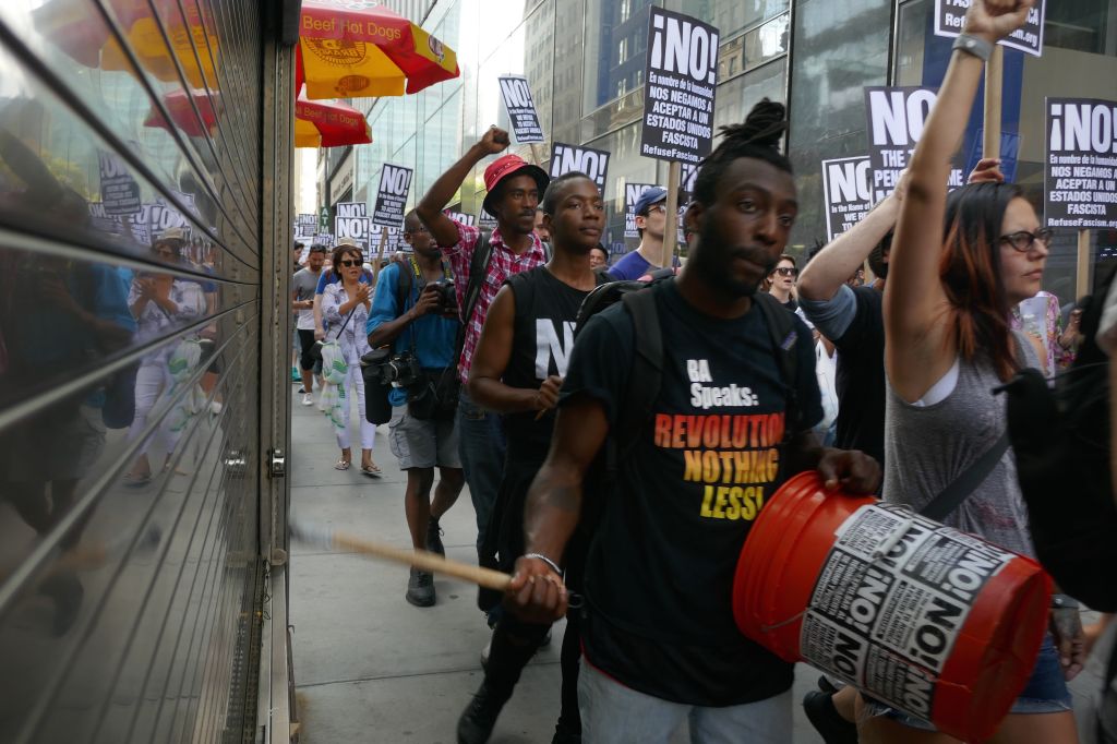 Protest in New York against violence in Virginia