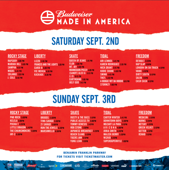 Made In America lineup and schedule