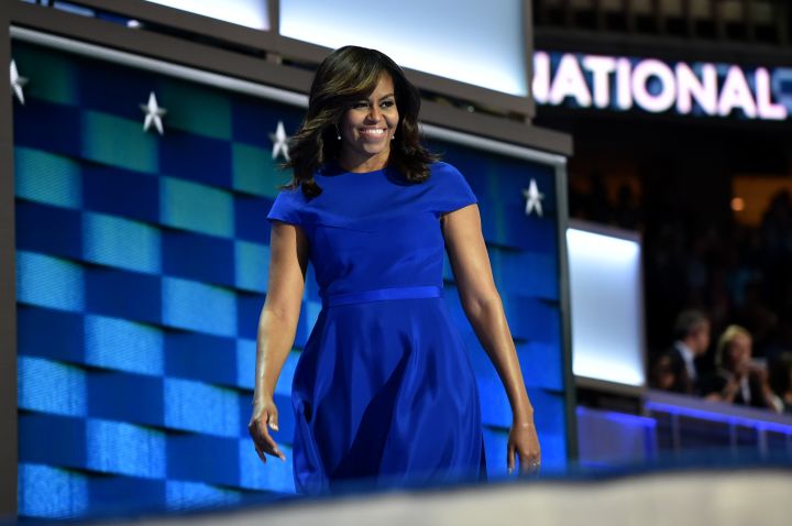 PHILADELPHIA, PA - JULY 25: First Lady Michelle Obama takes the