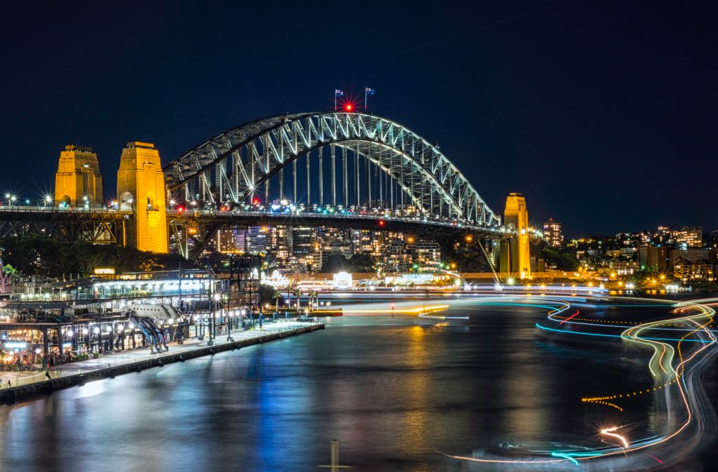 Lights Of Sydney's Circular Quay At Night