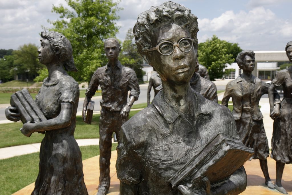 Little Rock Nine, life-size sculptures.