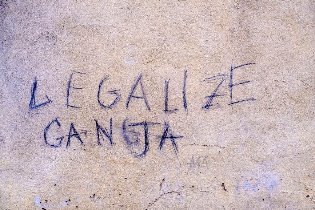 Legalize Ganja, graffity for legalizing marihuana written at...