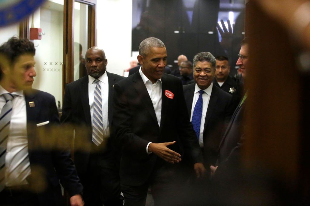 Former President Obama Reports For Jury Duty In Chicago