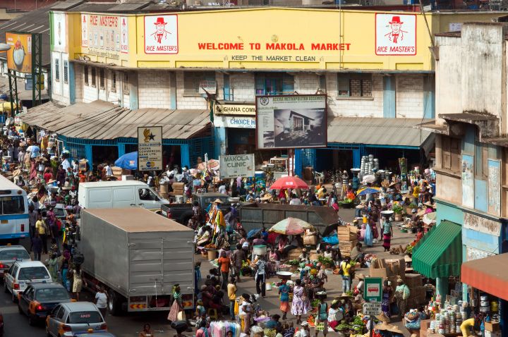 Street market scene near Makola market