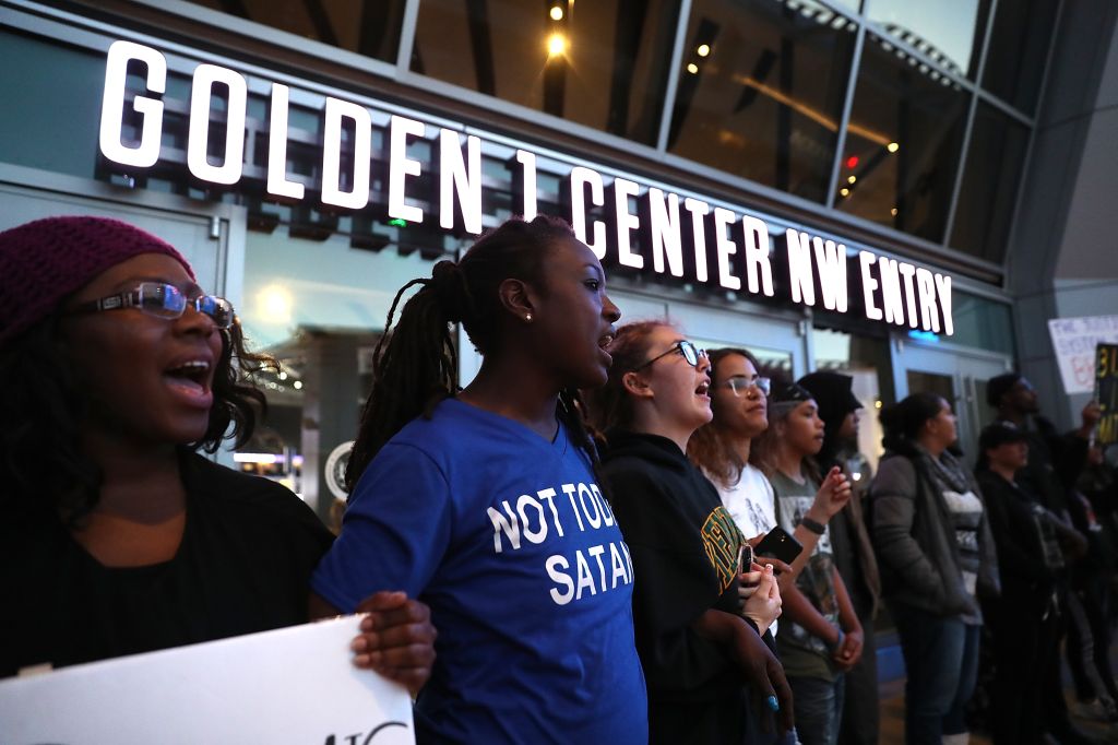 Demonstrators Protest Against Recent Sacramento Police Shooting Of Unarmed Black Man