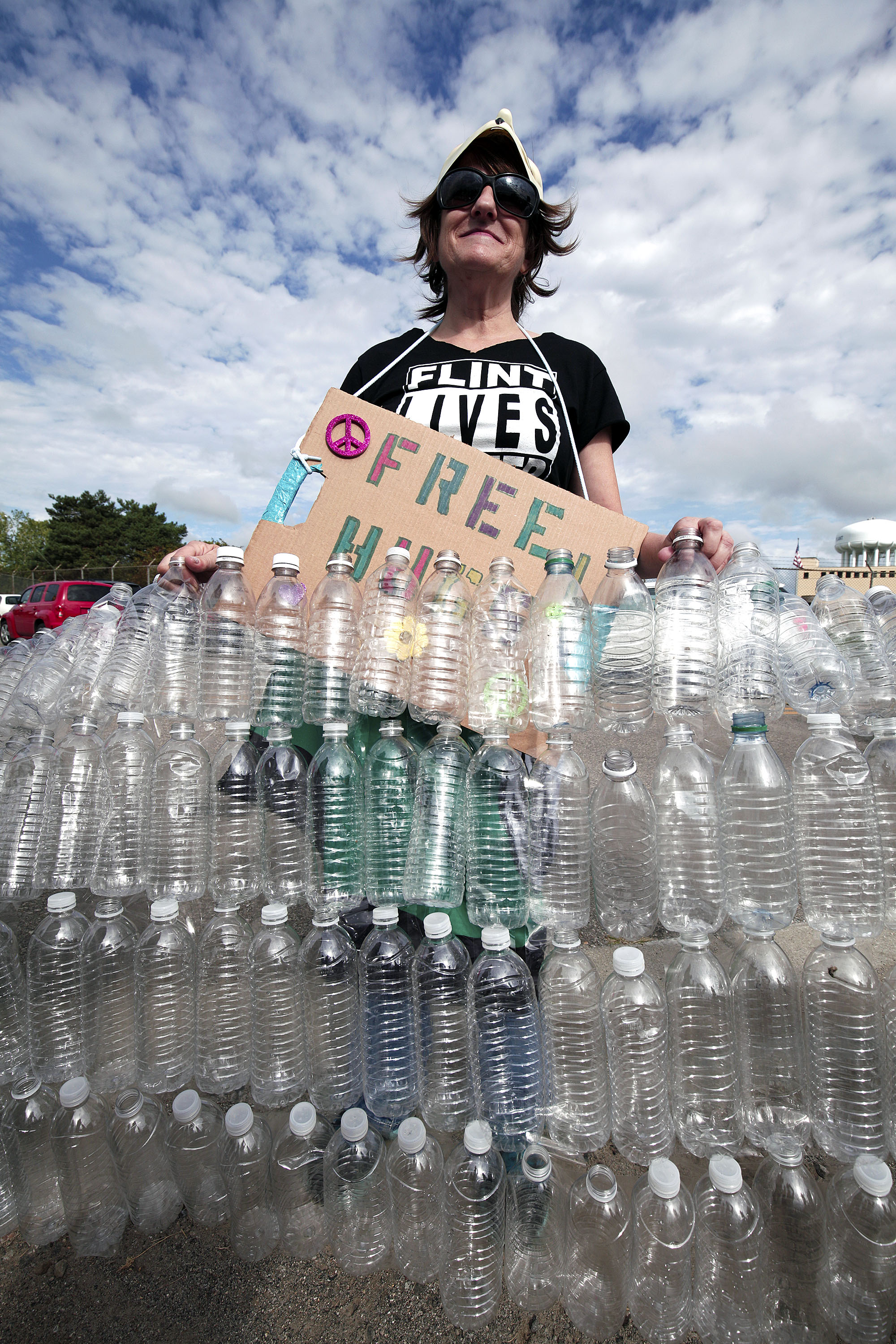 Protesters Demonstrate Against Donald Trump's Visit To Flint Michigan