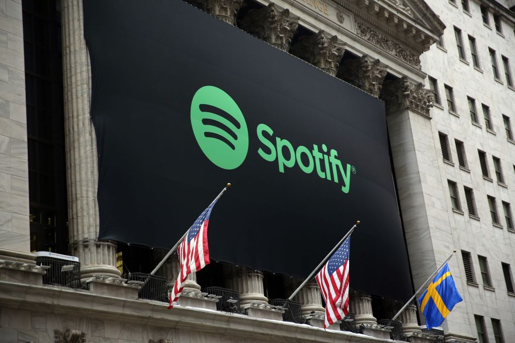 Spotify Logo on the New York Stock Exchange