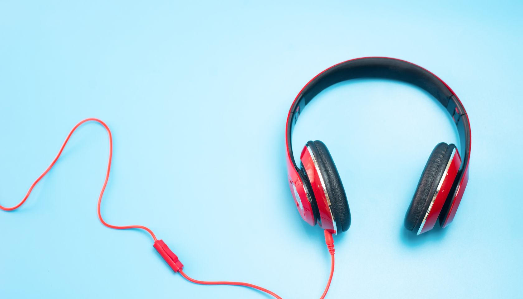 Headphones on blue background