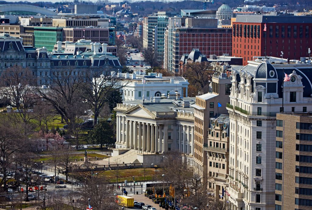 Aerial view of the White House in Washington DC