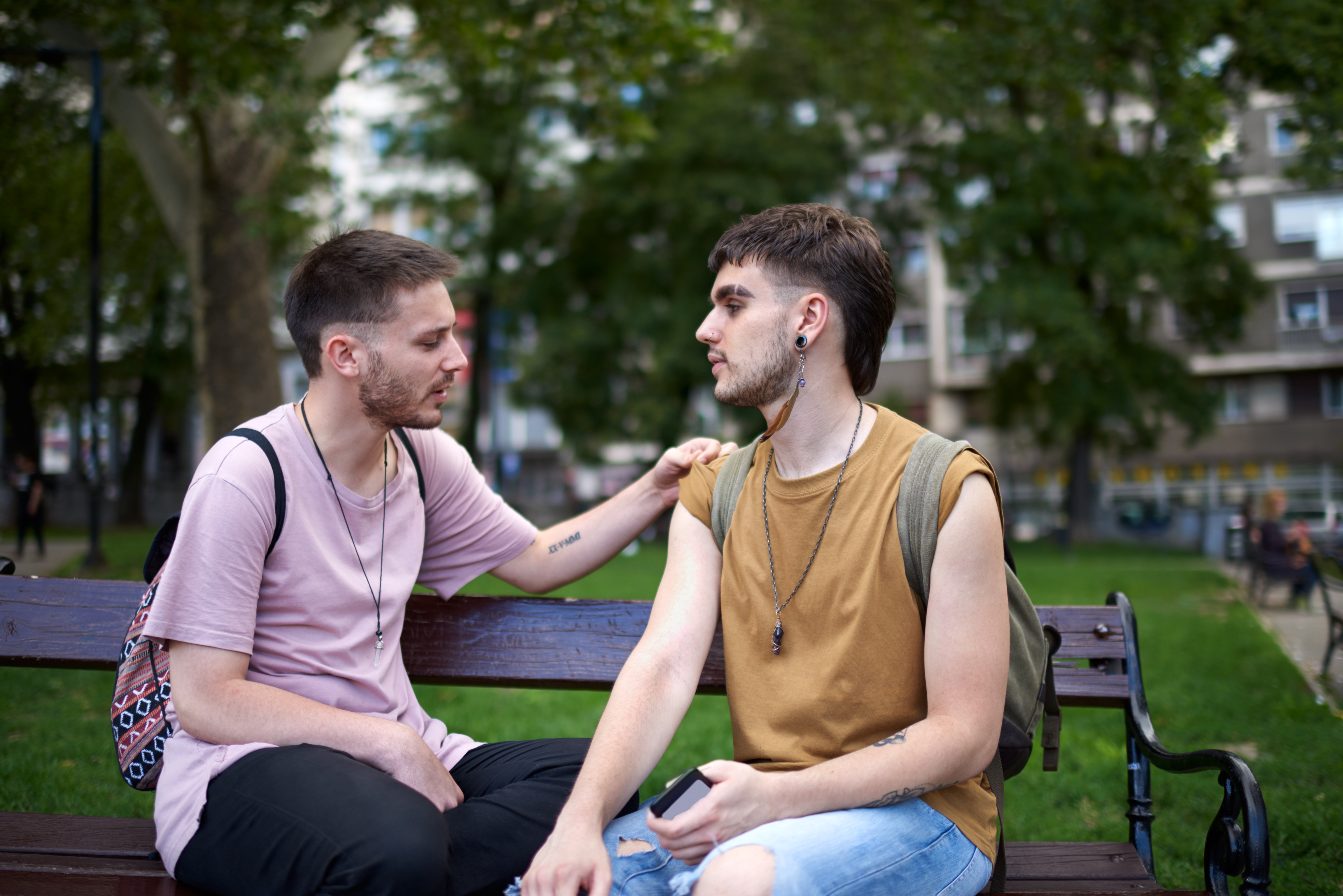 Gay couple outdoors