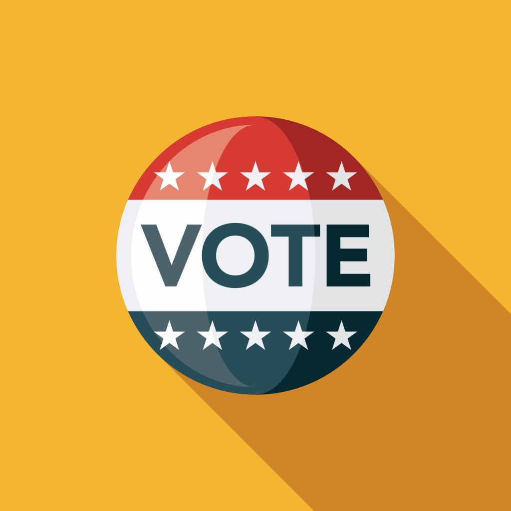 Vote Button Flat Design Elections Icon with Side Shadow