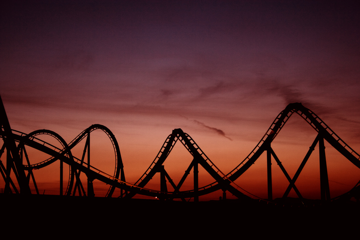 Rollercoaster at sunset