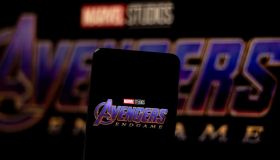 In this photo illustration an Avengers Endgame logo seen...