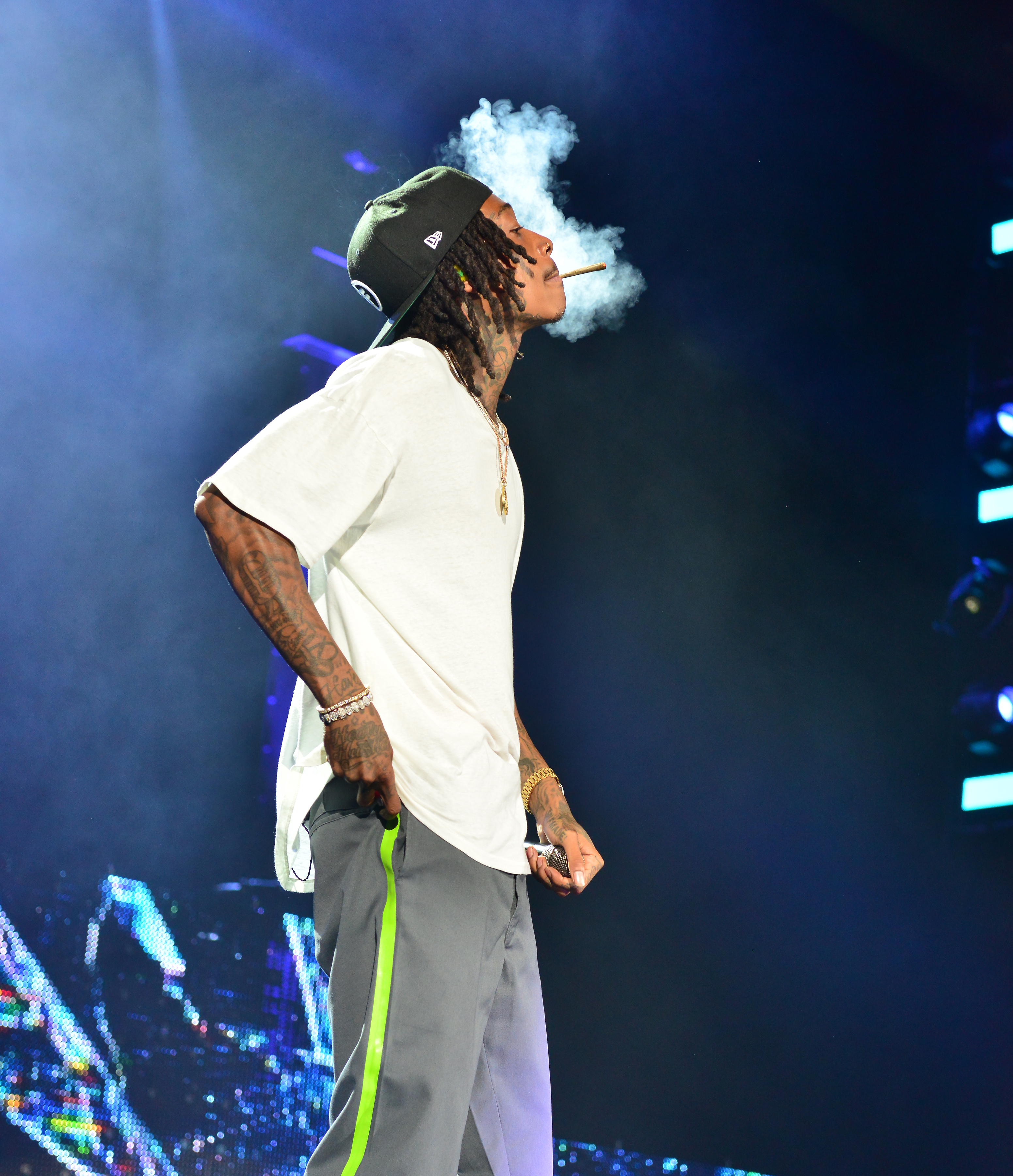 Wiz Khalifa and Rae Sremmurd perform on stage at Perfect Vodka Amphitheater
