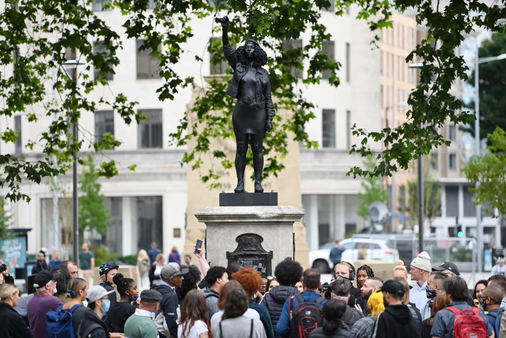 Statue Of BLM Protester Placed On Colston Plinth In Bristol