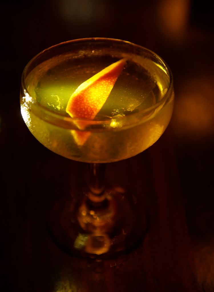The Bijou cocktail is photographed at Pompette on Wednesday, Sept. 13, 2017, in Berkeley, Calif. The drink consists of Plymouth gin, Green Chartreuse, and Antica sweet vermouth. (Aric Crabb/Bay Area News Group)