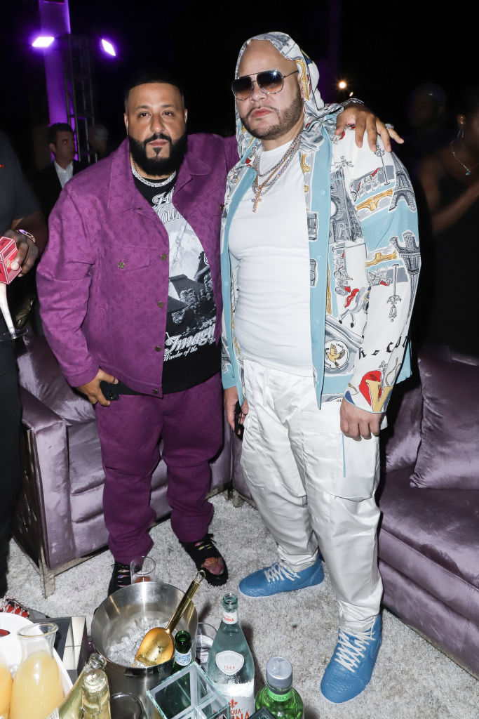The jean Louis Vuitton purple worn by DJ Khaled on the account Instagram of  @fatjoe