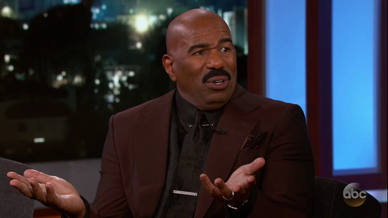 Steve Harvey during an appearance on ABC 'Jimmy Kimmel Live!'