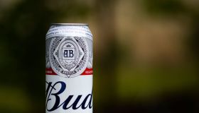 In this photo illustration a Bud light beer can seen...