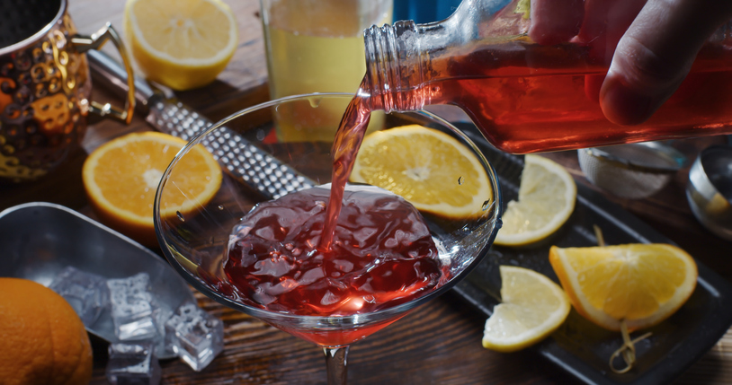 Making a cocktail at home. First person view