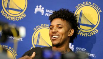 Golden State Warriors' Nick Young speaks with the news media from the team's practice facility in Oakland, Calif., on Friday, July 7, 2017. The Warriors have signed the free agent guard. (Anda Chu/Bay Area News Group)