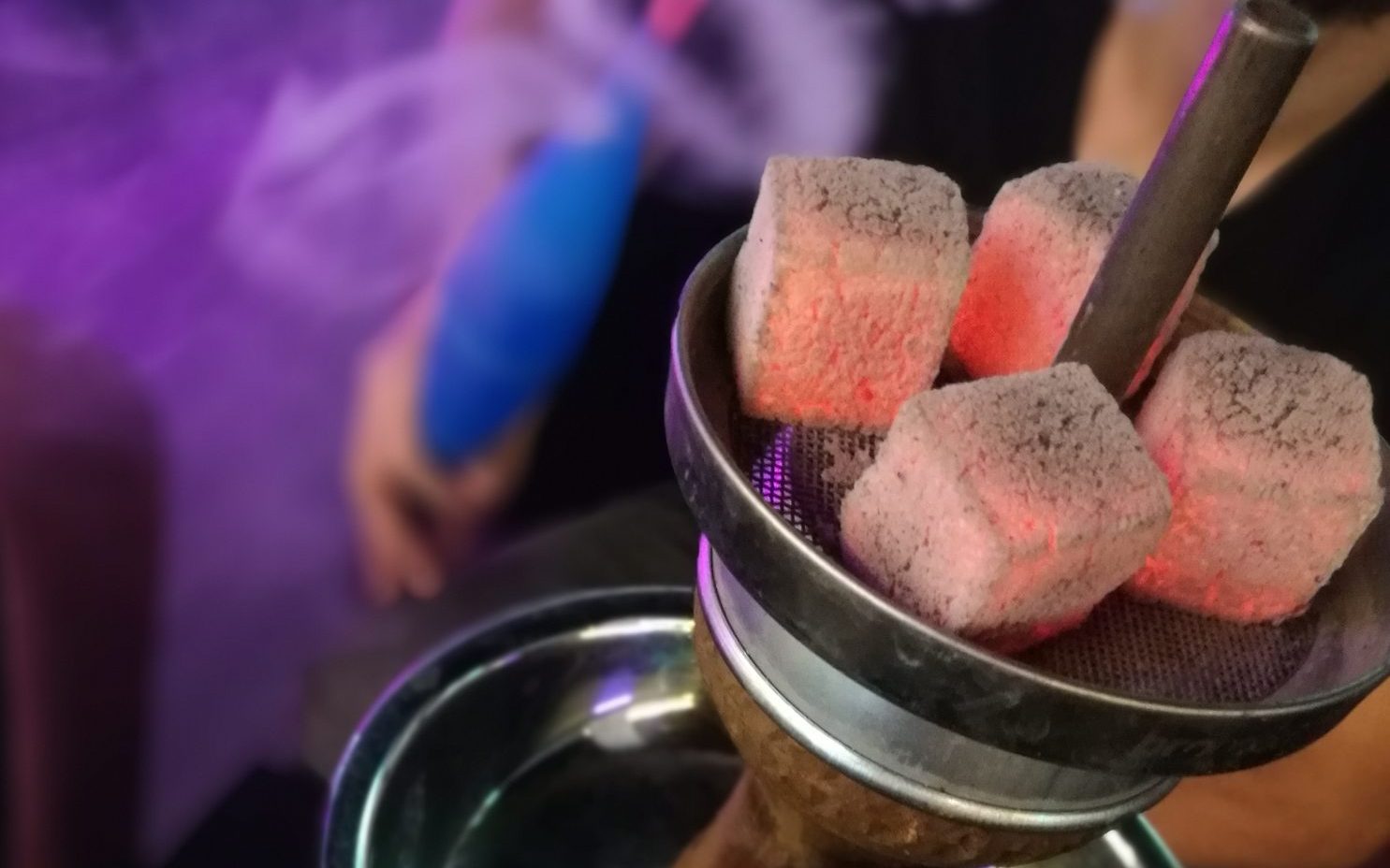 Close-Up Of Hand With Ice Cream, Shisha, Narghilea, Charcoals, Ice