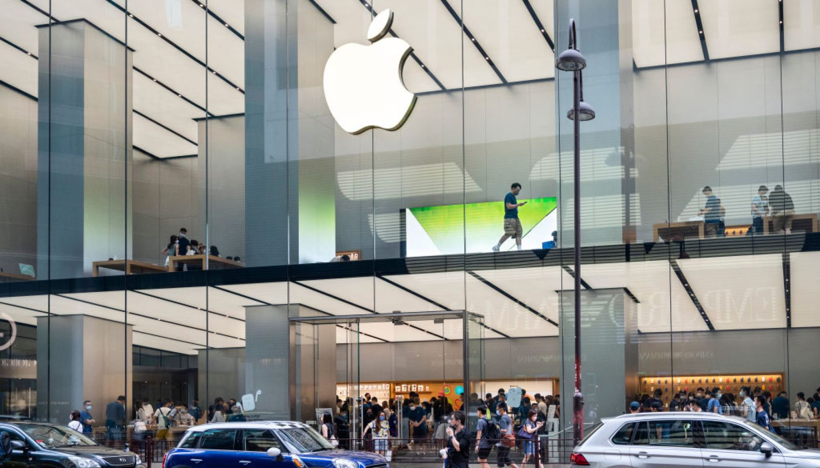 American multinational technology company Apple store seen...