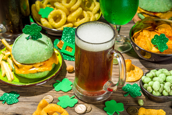 St Patrick`s holiday party food and beer