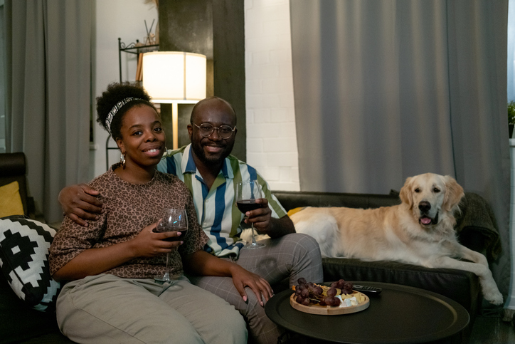 Happy African couple enjoying the evening together