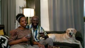 Happy African couple enjoying the evening together