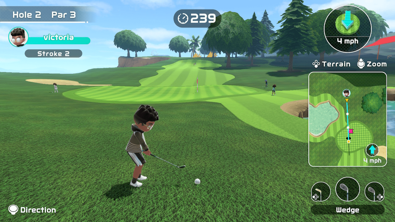 Screenshot of Nintendo Switch Sports. The player is playing golf.