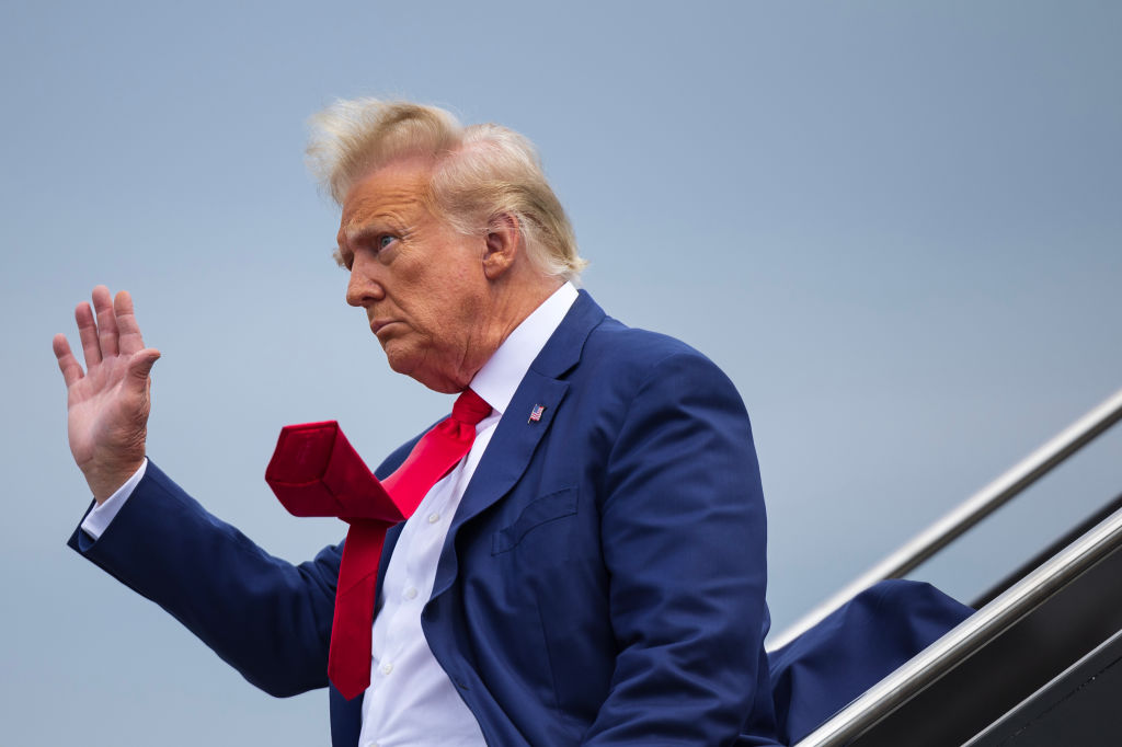 ARLINGTON, VA - AUGUST 3: Former president Donald Trump arrive