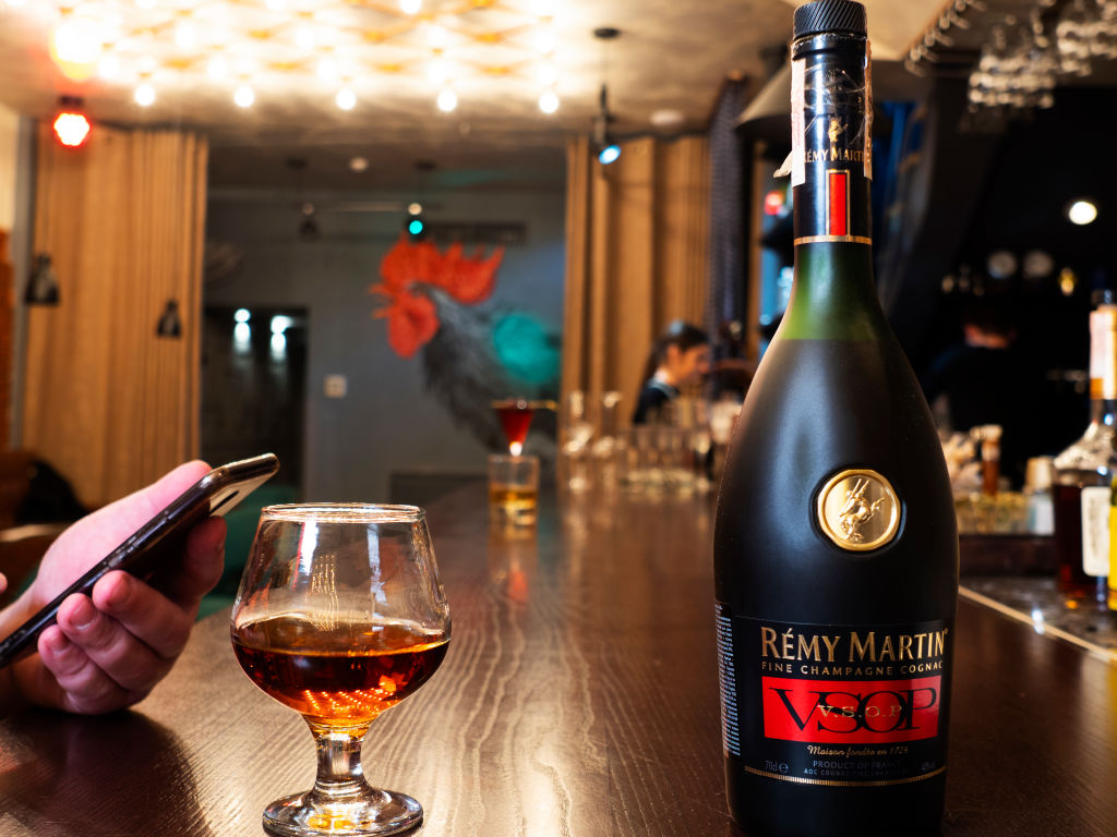 In this photo illustration, Cognac Remy Martin V.S.O.P. at...