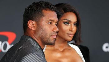 Russell Wilson and Ciara at The 2022 ESPYS held at the Dolby Theatre on July 20, 2022 in Los Angeles, California, USA. Photo by Christopher Polk/Variety