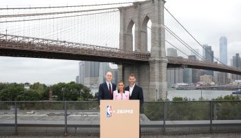 NBA Commissioner Adam Silver, Co-Founder & Creative Director of SKIMS Kim Kardashian and Co-Founder & CEO of SKIMS Jens Grede announce SKIMS x NBA