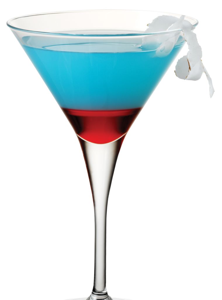 Red, White, and Hpnotiq Blue Martini