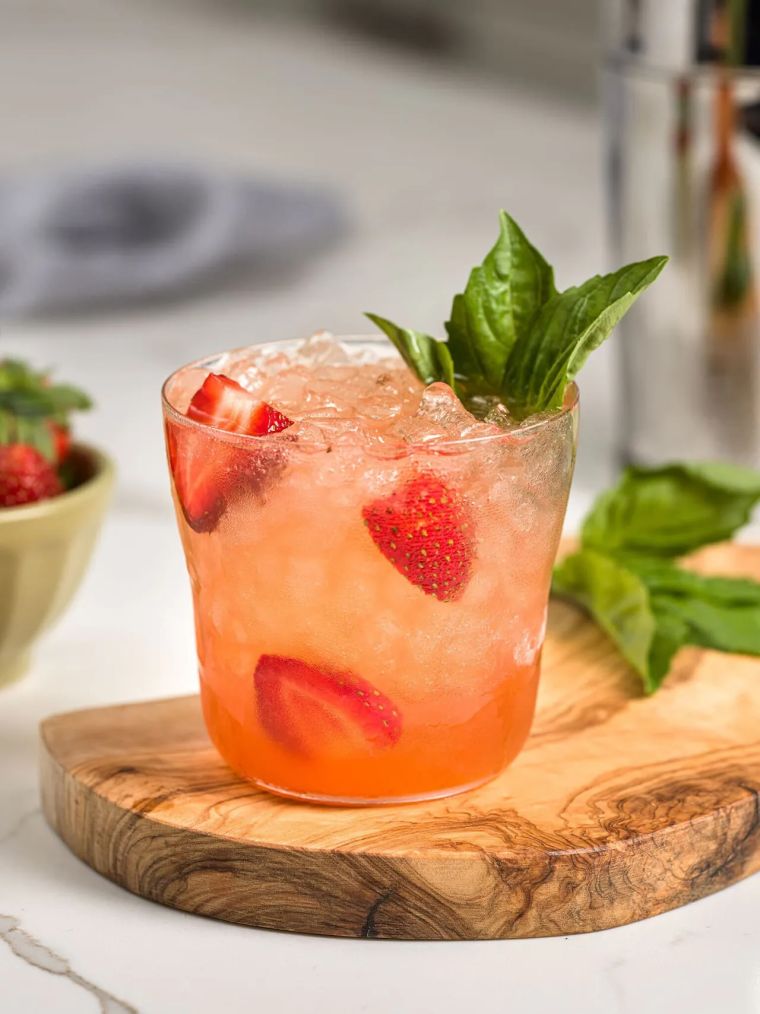 Strawberry Basil Bourbon Smash