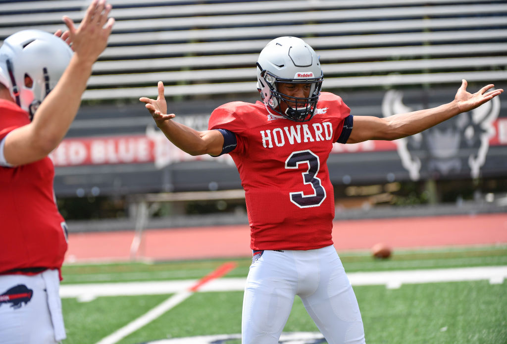 WASHINGTON, DC - AUGUST 3: Caylin Newton, 18, freshman quarterb