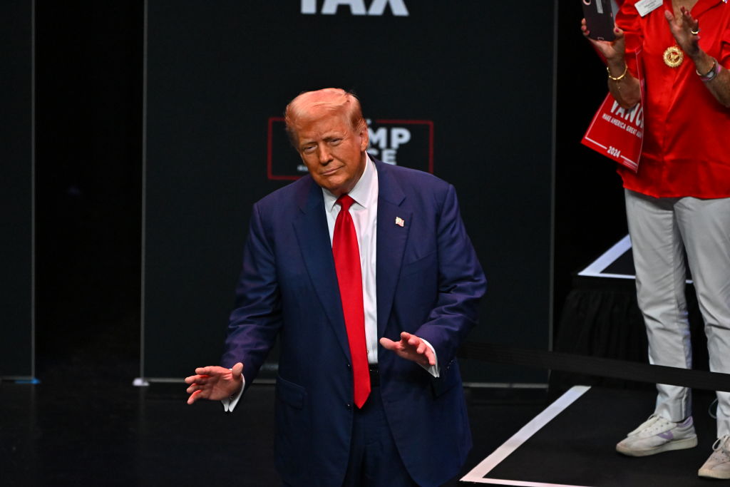 Former President Donald Trump speaks about the tax code and U.S. manufacturing