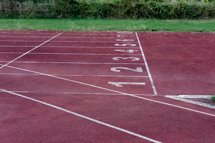 the running track in a stadium