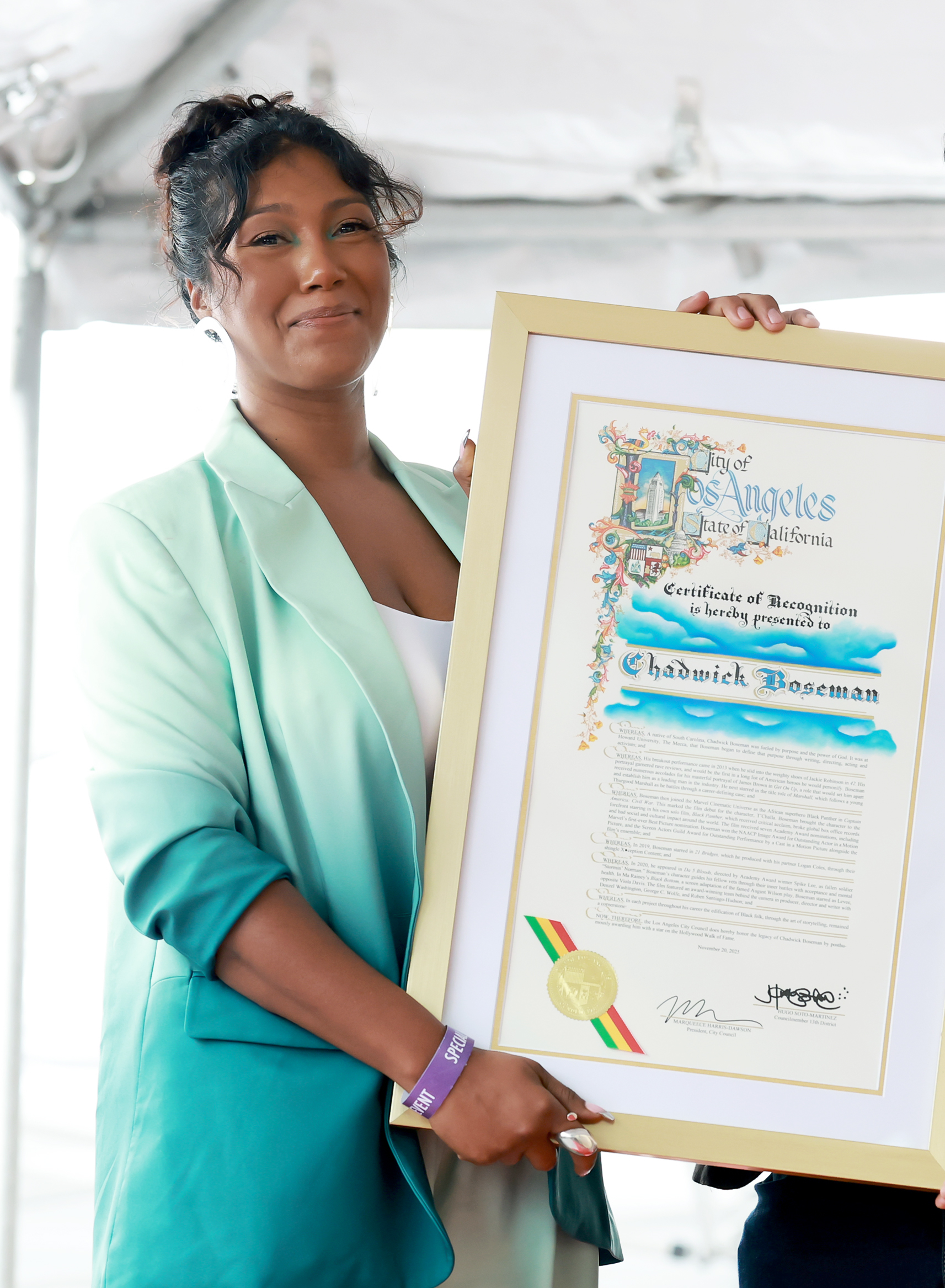 Actor Chadwick Boseman Honored With A Posthumous Star On The Hollywood Walk Of Fame