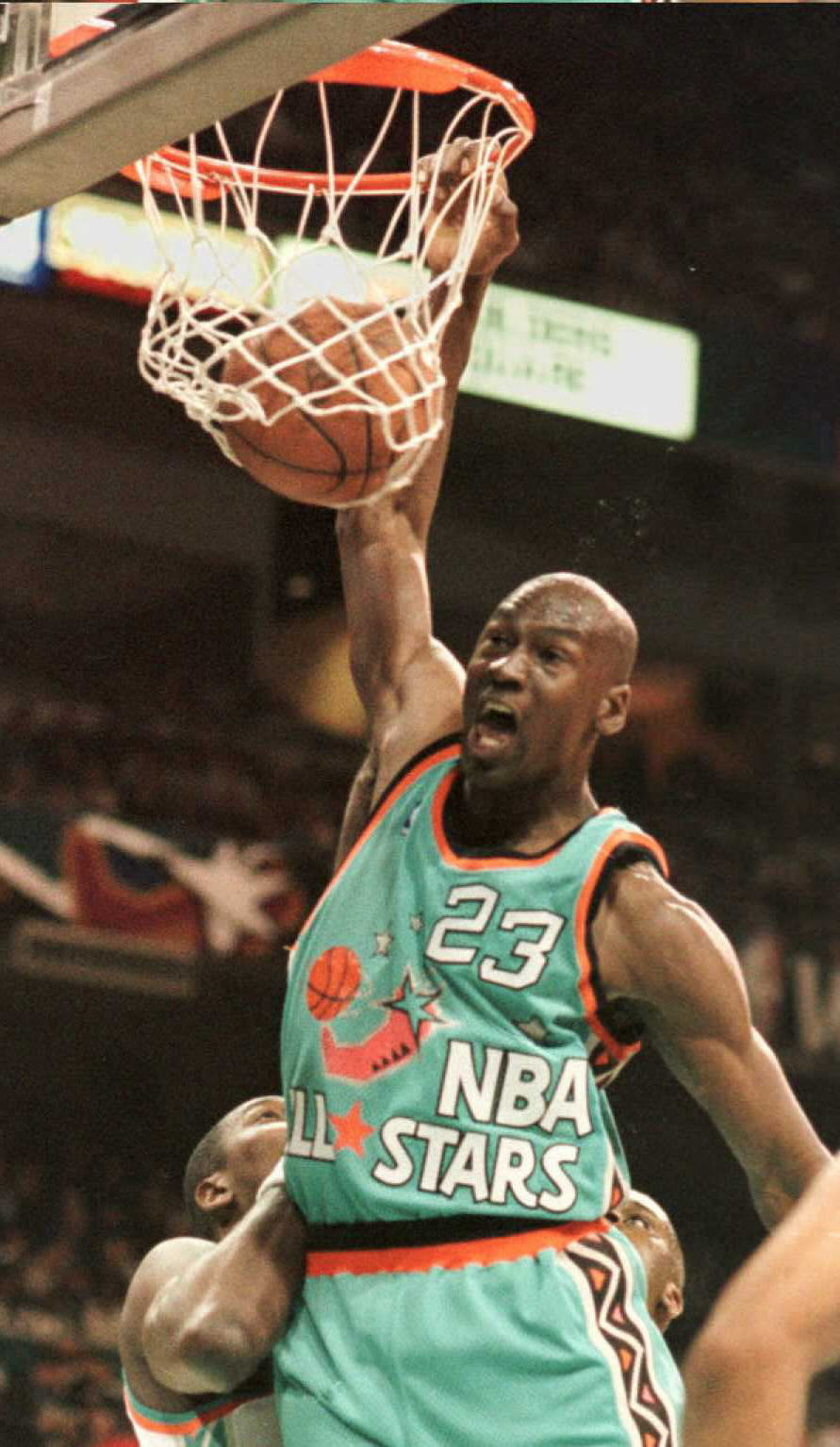 Michael Jordan, of the Chicago Bulls, playing for