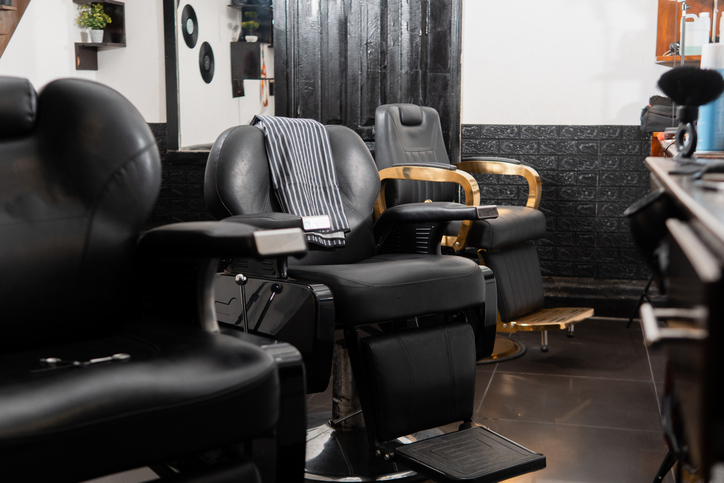 Empty classic barbershop chairs awaiting for clientele
