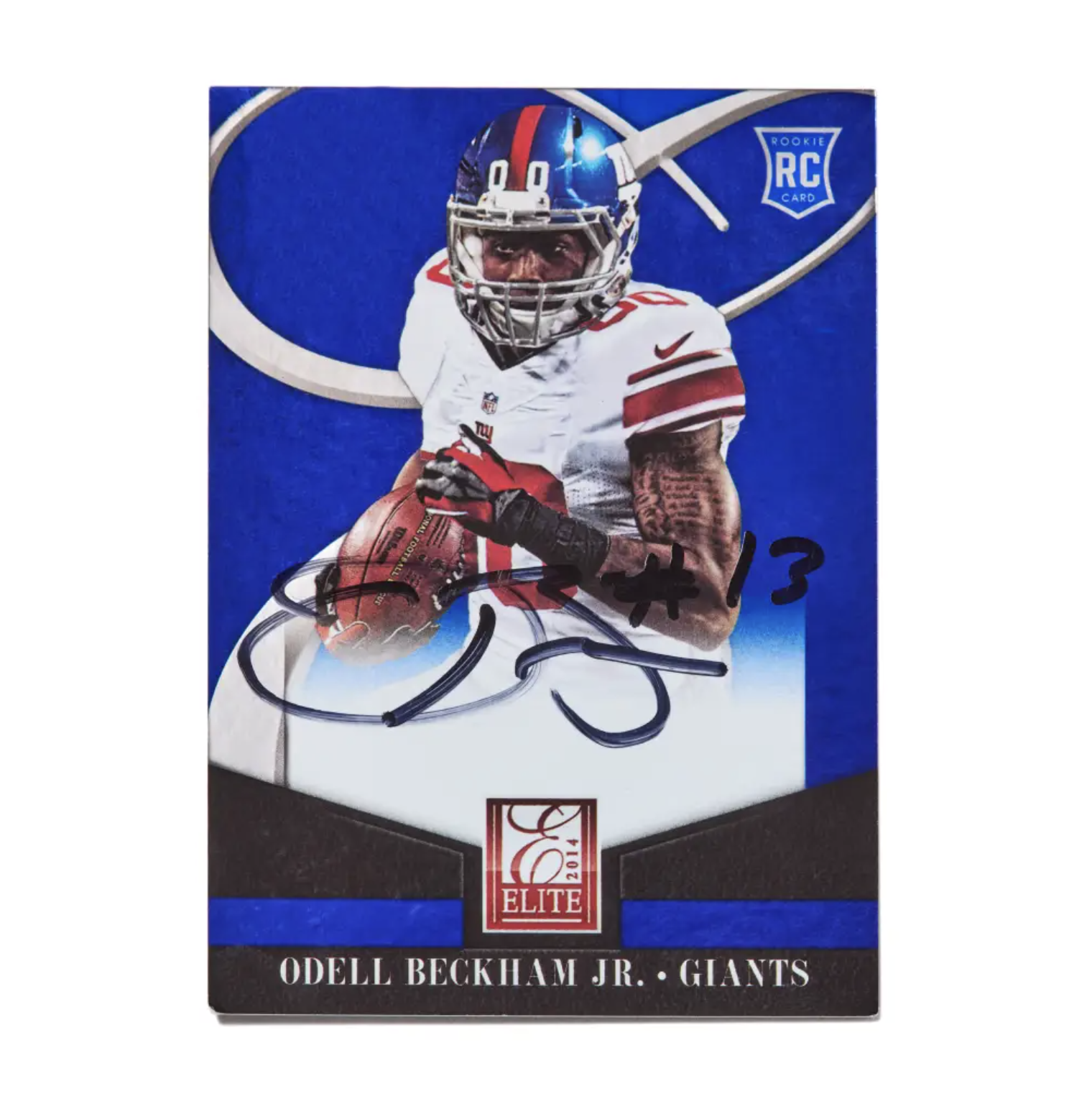 A football player in a white jersey with the number 3 runs with the ball on a blue background with the NFL Rookie Card logo.