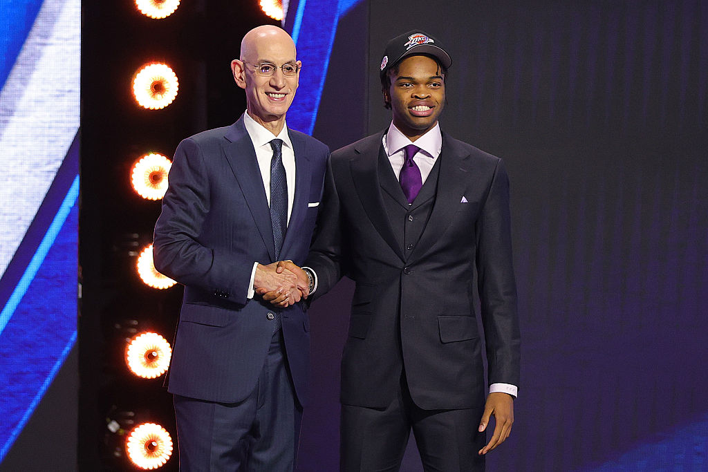 Ebuka Okorie and NBA Commissioner Adam Silver 